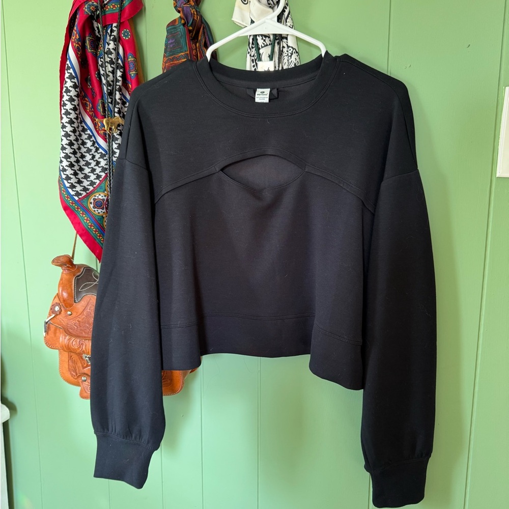 90 Degree By Reflex Black Long Sleeve Cropped Top